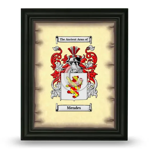 Mendes Coat of Arms Framed - Black