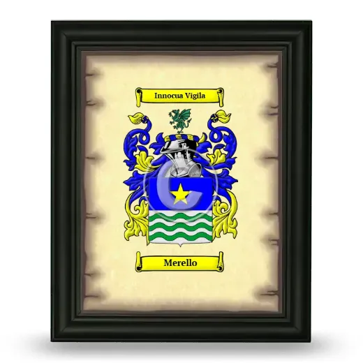 Merello Coat of Arms Framed - Black