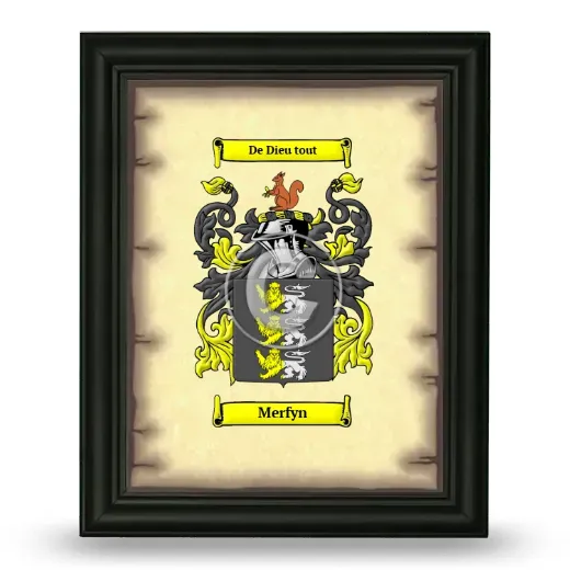 Merfyn Coat of Arms Framed - Black