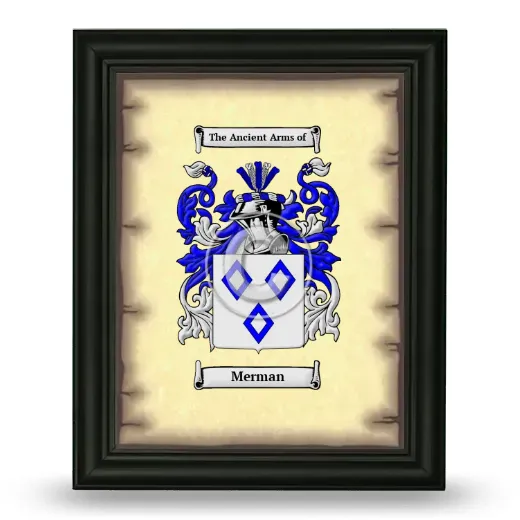 Merman Coat of Arms Framed - Black