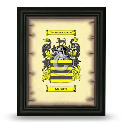 Merritts Coat of Arms Framed - Black