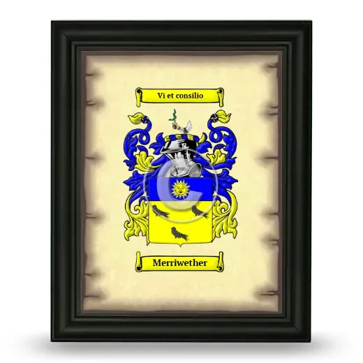Merriwether Coat of Arms Framed - Black