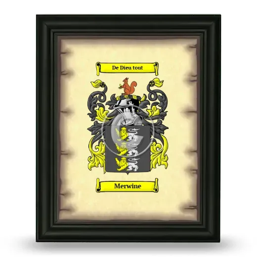 Merwine Coat of Arms Framed - Black