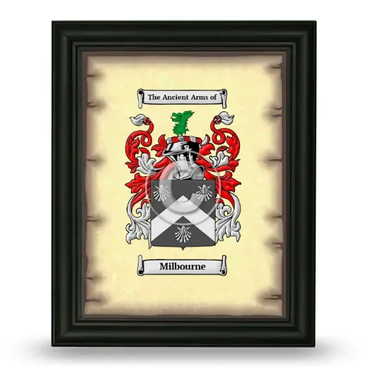 Milbourne Coat of Arms Framed - Black