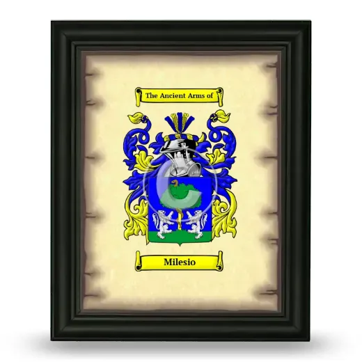 Milesio Coat of Arms Framed - Black