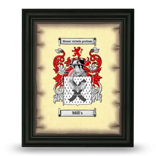 Mill's Coat of Arms Framed - Black