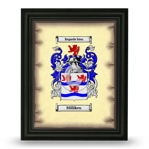 Milliken Coat of Arms Framed - Black
