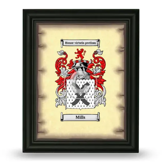 Mills Coat of Arms Framed - Black