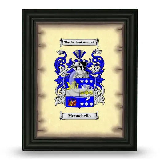 Monachello Coat of Arms Framed - Black