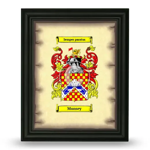 Munsey Coat of Arms Framed - Black