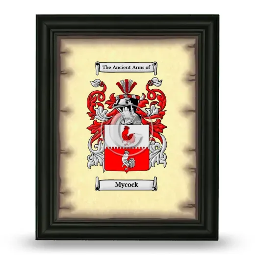 Mycock Coat of Arms Framed - Black