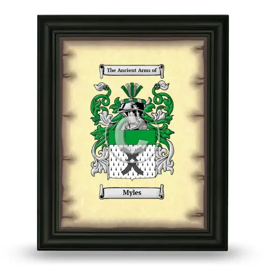 Myles Coat of Arms Framed - Black