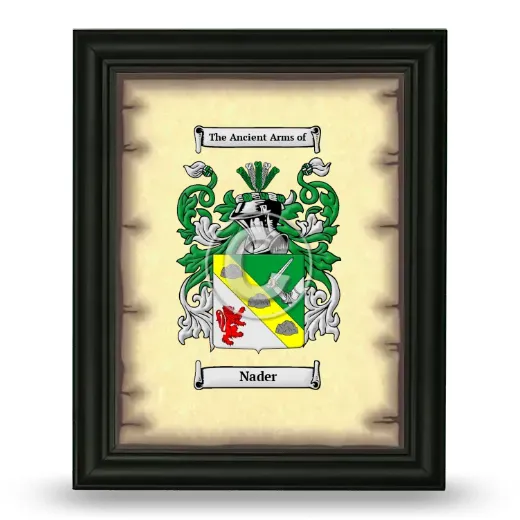 Nader Coat of Arms Framed - Black