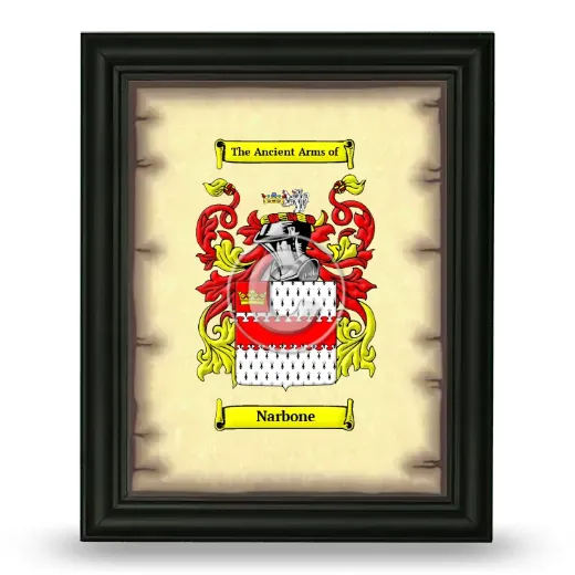 Narbone Coat of Arms Framed - Black