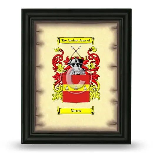 Nares Coat of Arms Framed - Black