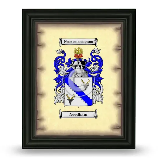 Needham Coat of Arms Framed - Black