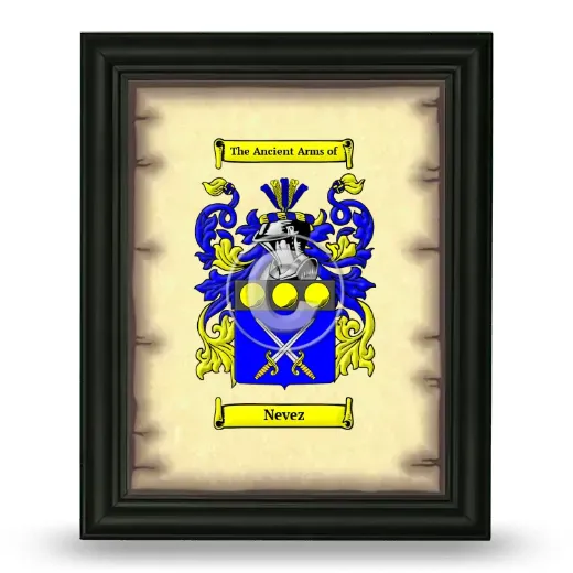 Nevez Coat of Arms Framed - Black