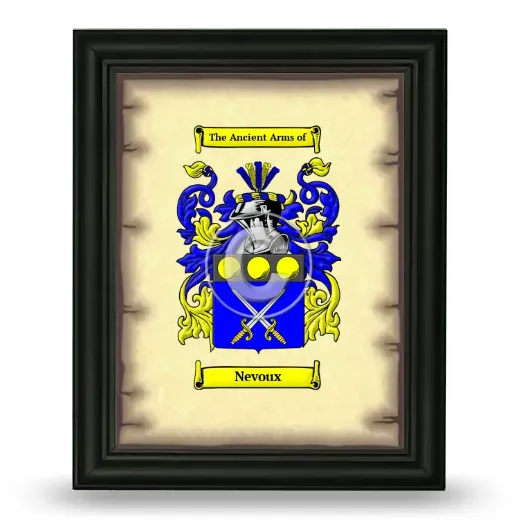 Nevoux Coat of Arms Framed - Black