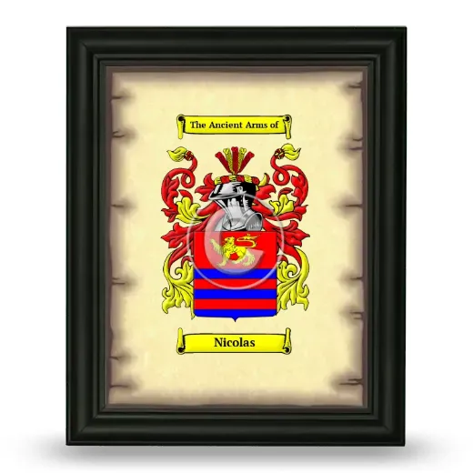 Nicolas Coat of Arms Framed - Black