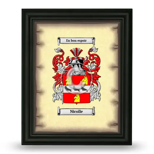 Nicolle Coat of Arms Framed - Black