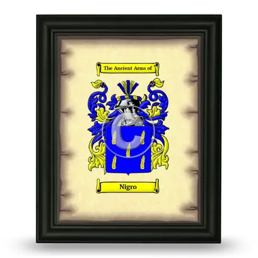 Nigro Coat of Arms Framed - Black