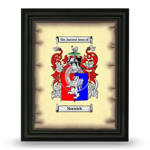 Norwich Coat of Arms Framed - Black