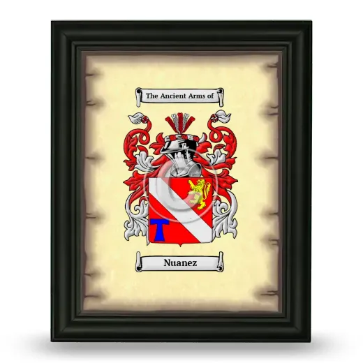 Nuanez Coat of Arms Framed - Black
