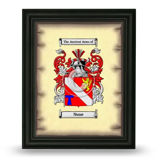 Nune Coat of Arms Framed - Black