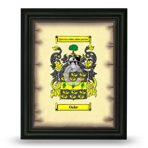 Oake Coat of Arms Framed - Black