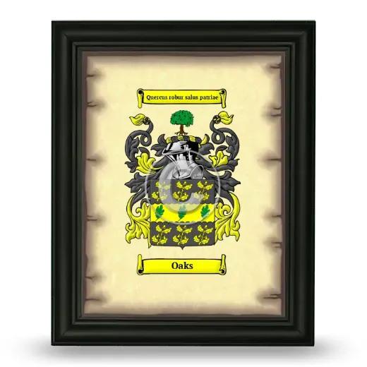 Oaks Coat of Arms Framed - Black