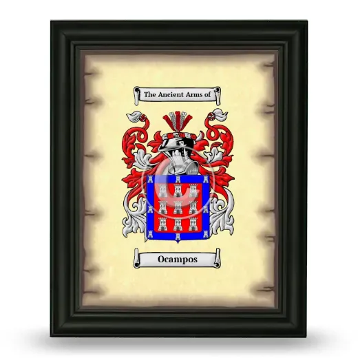 Ocampos Coat of Arms Framed - Black