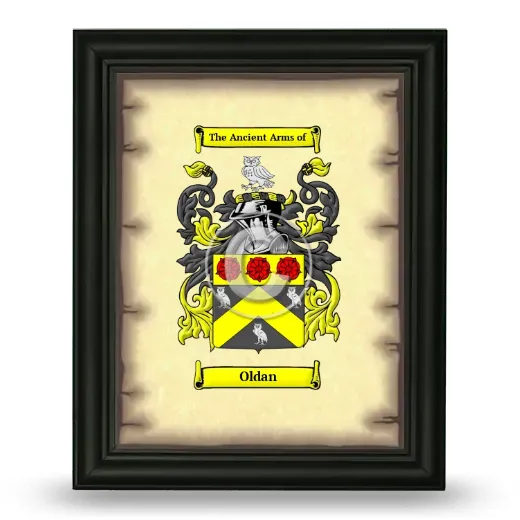 Oldan Coat of Arms Framed - Black