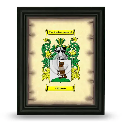 Olivero Coat of Arms Framed - Black