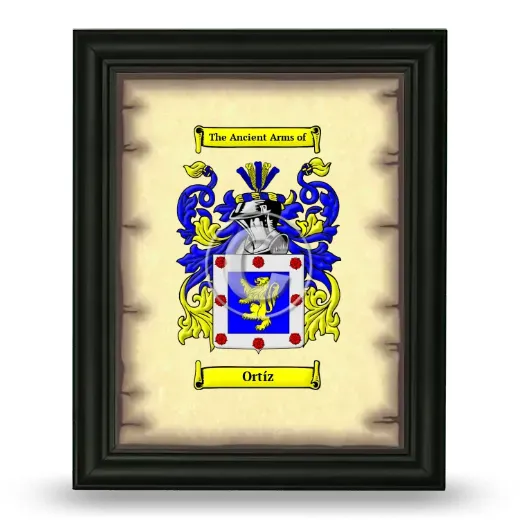 Ortíz Coat of Arms Framed - Black