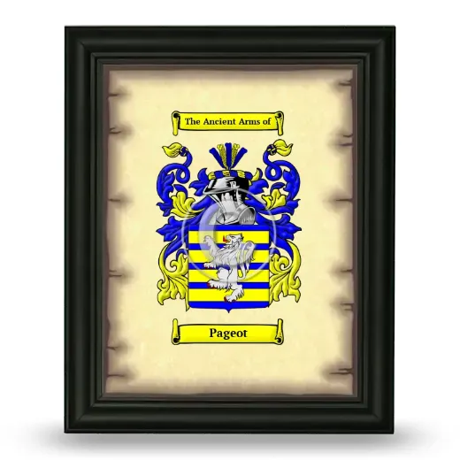 Pageot Coat of Arms Framed - Black