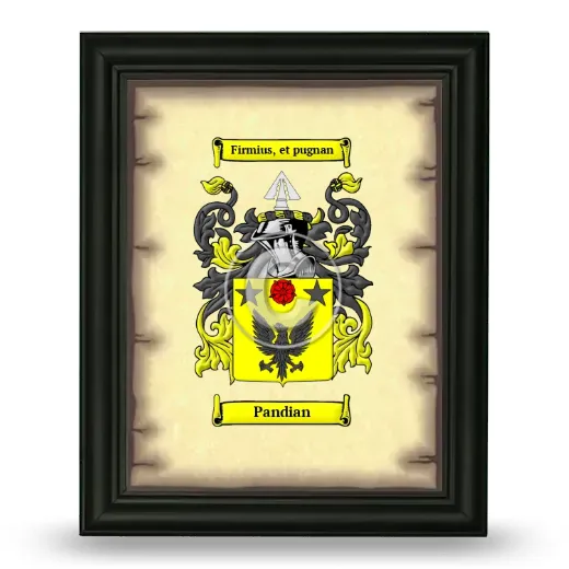 Pandian Coat of Arms Framed - Black
