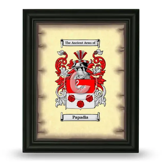 Papadia Coat of Arms Framed - Black