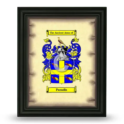 Paradis Coat of Arms Framed - Black