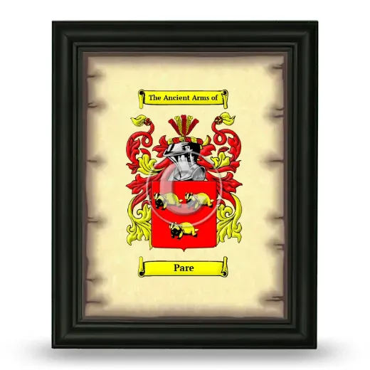 Pare Coat of Arms Framed - Black