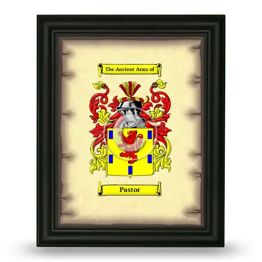 Pastor Coat of Arms Framed - Black