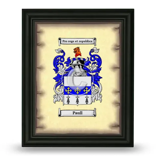 Paull Coat of Arms Framed - Black