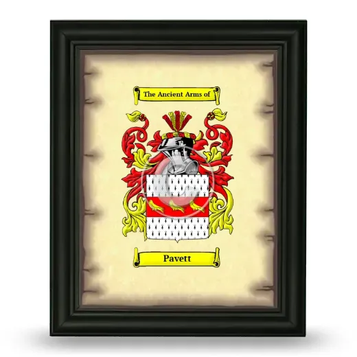 Pavett Coat of Arms Framed - Black
