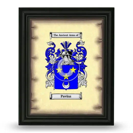 Pavins Coat of Arms Framed - Black