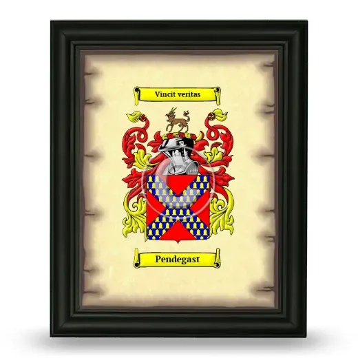 Pendegast Coat of Arms Framed - Black