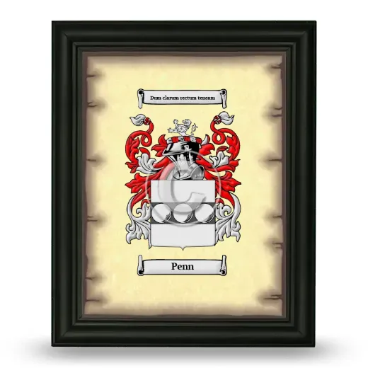 Penn Coat of Arms Framed - Black