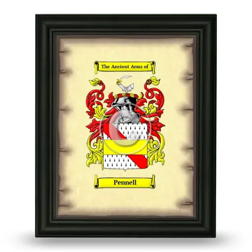 Pennell Coat of Arms Framed - Black