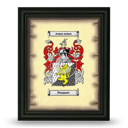 Pennett Coat of Arms Framed - Black