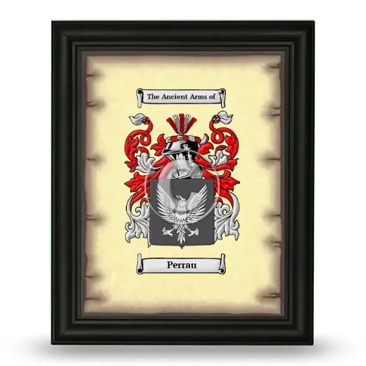 Perrau Coat of Arms Framed - Black