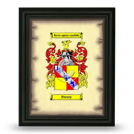 Perrey Coat of Arms Framed - Black