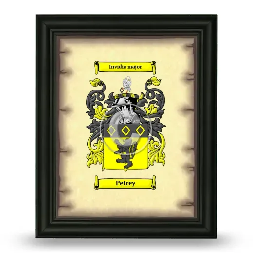 Petrey Coat of Arms Framed - Black